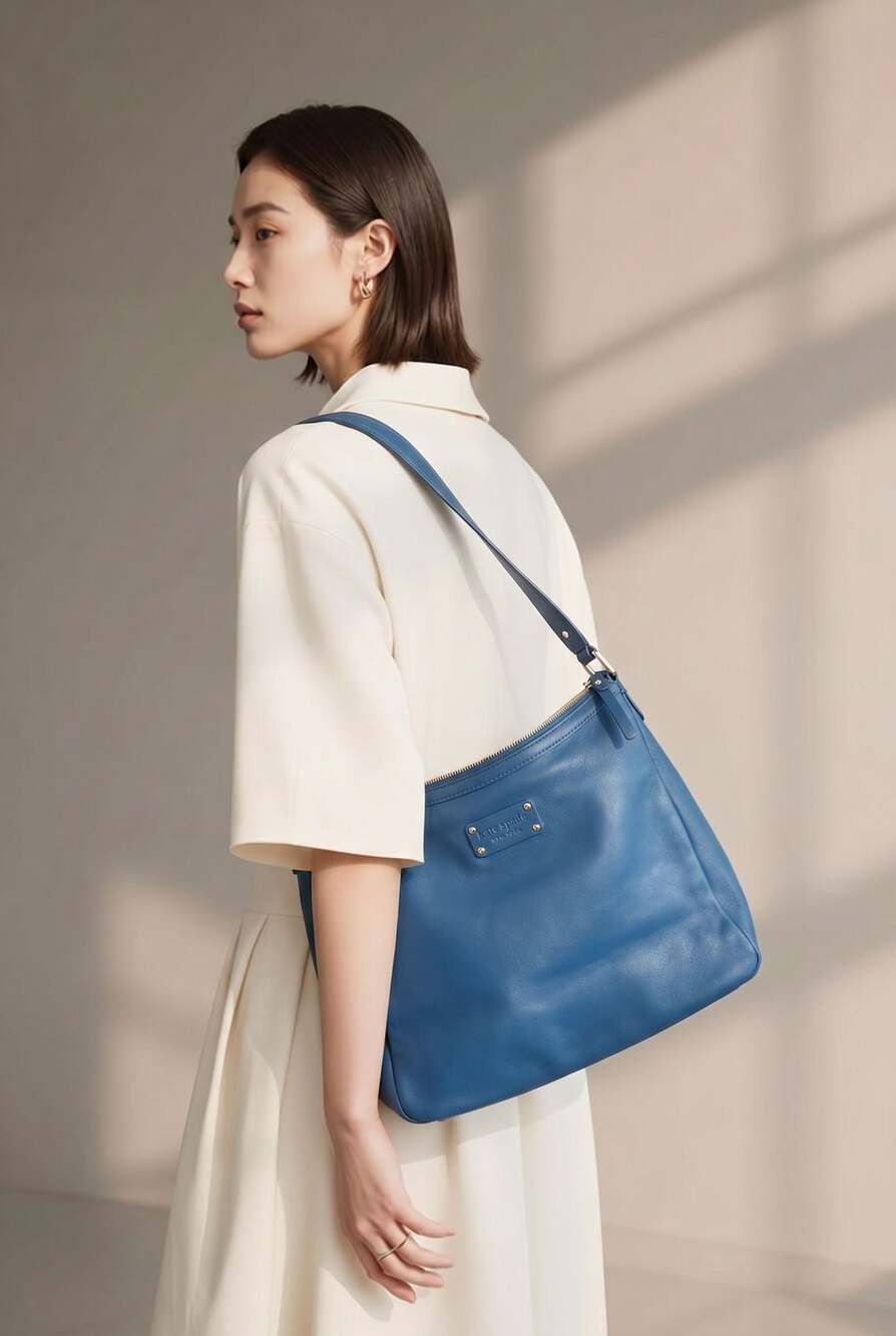 Kate Spade Turquoise Blue Saffiano Leather Medium Hobo Shoulder Bag